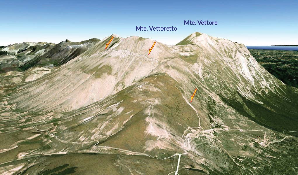 GoogleEarth view of the emergent Monte Vettore fault