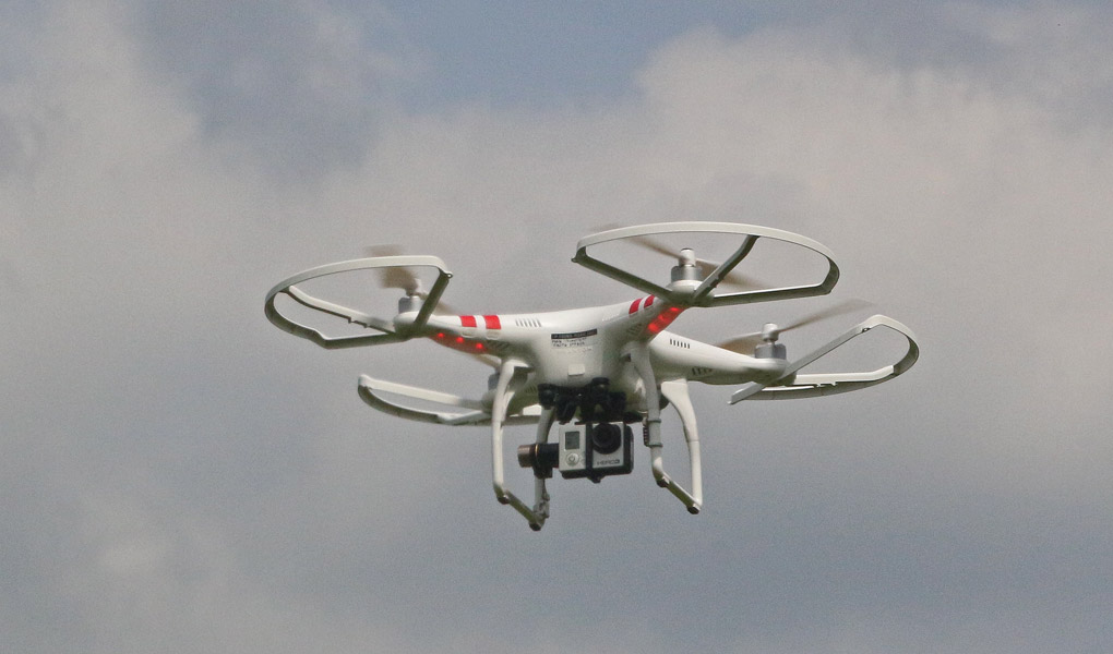 One of the GRL multi-rotor drones acquiring data.