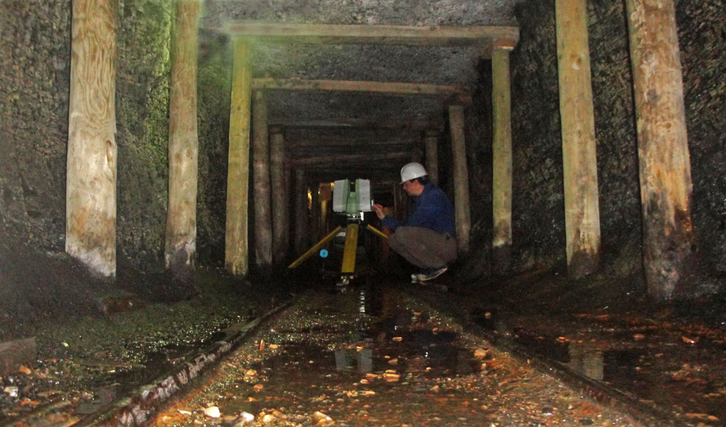 Lidar scanning inside the Beamish adit mine